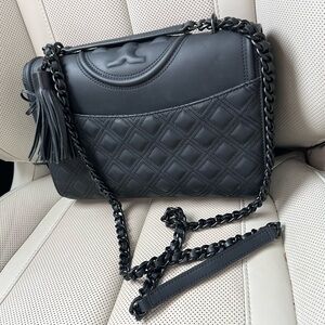 Authentic Tory Burch matte black purse